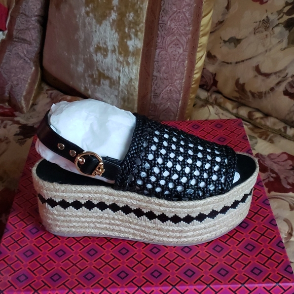 NWT! TORY BURCH DANDY WOVEN PLATFORM 6 - Picture 2 of 5